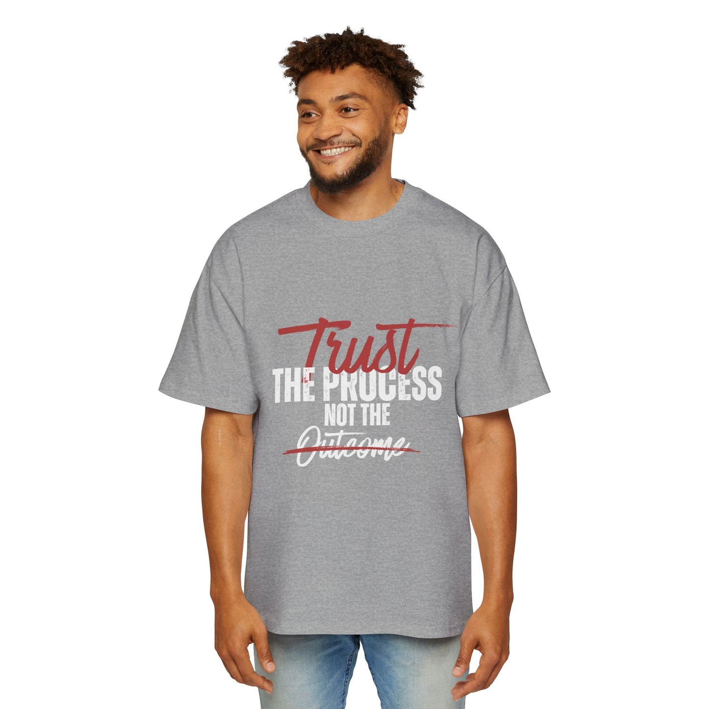 Men's Oversized Motivational Tee - Trust the Process, Casual Wear, Gift for Him, Fitness Apparel, Everyday Comfort
