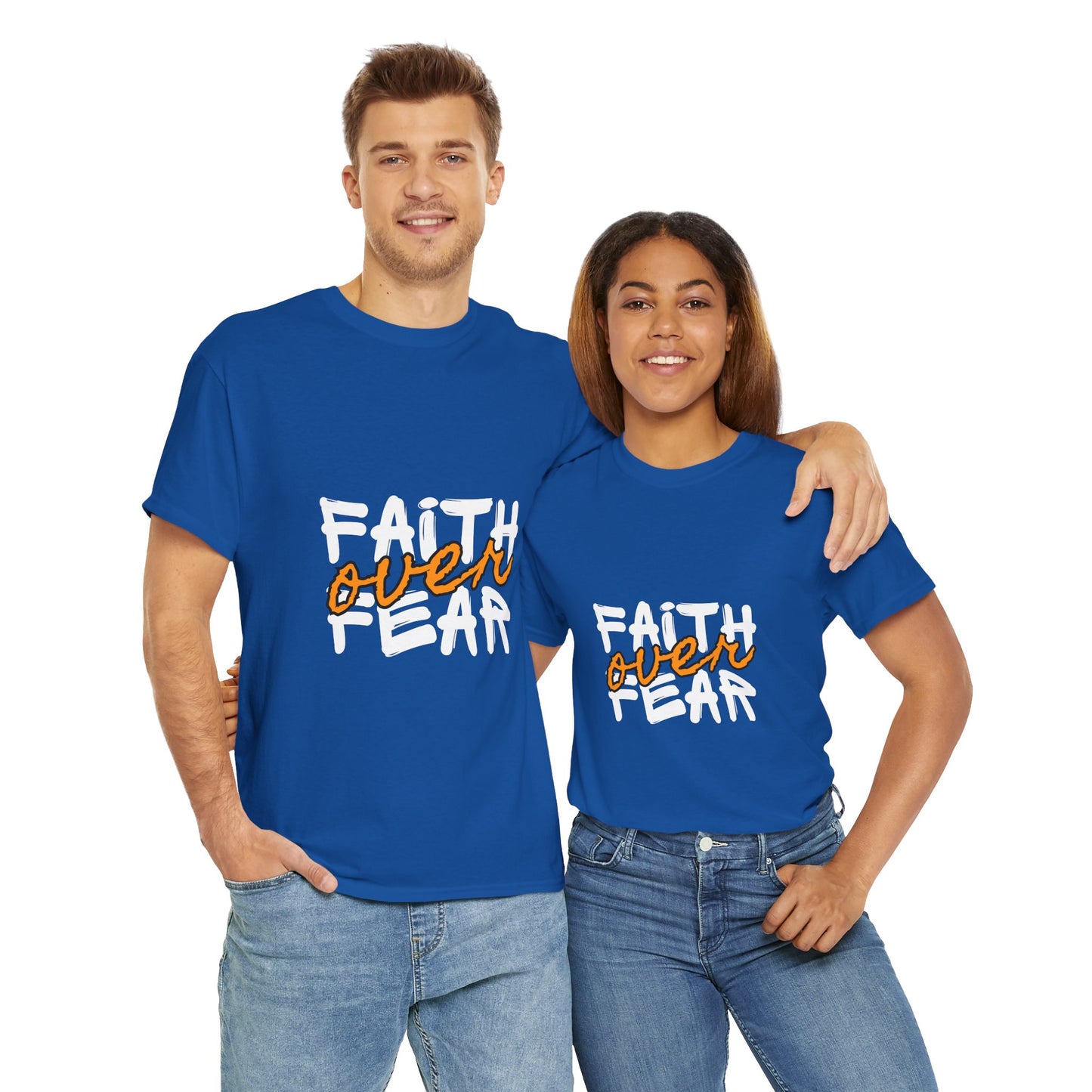 Faith Over Fear Unisex Heavy Cotton Tee, Inspirational T-Shirt, Motivational Gift, Positive Vibes Apparel, Casual Everyday Wear