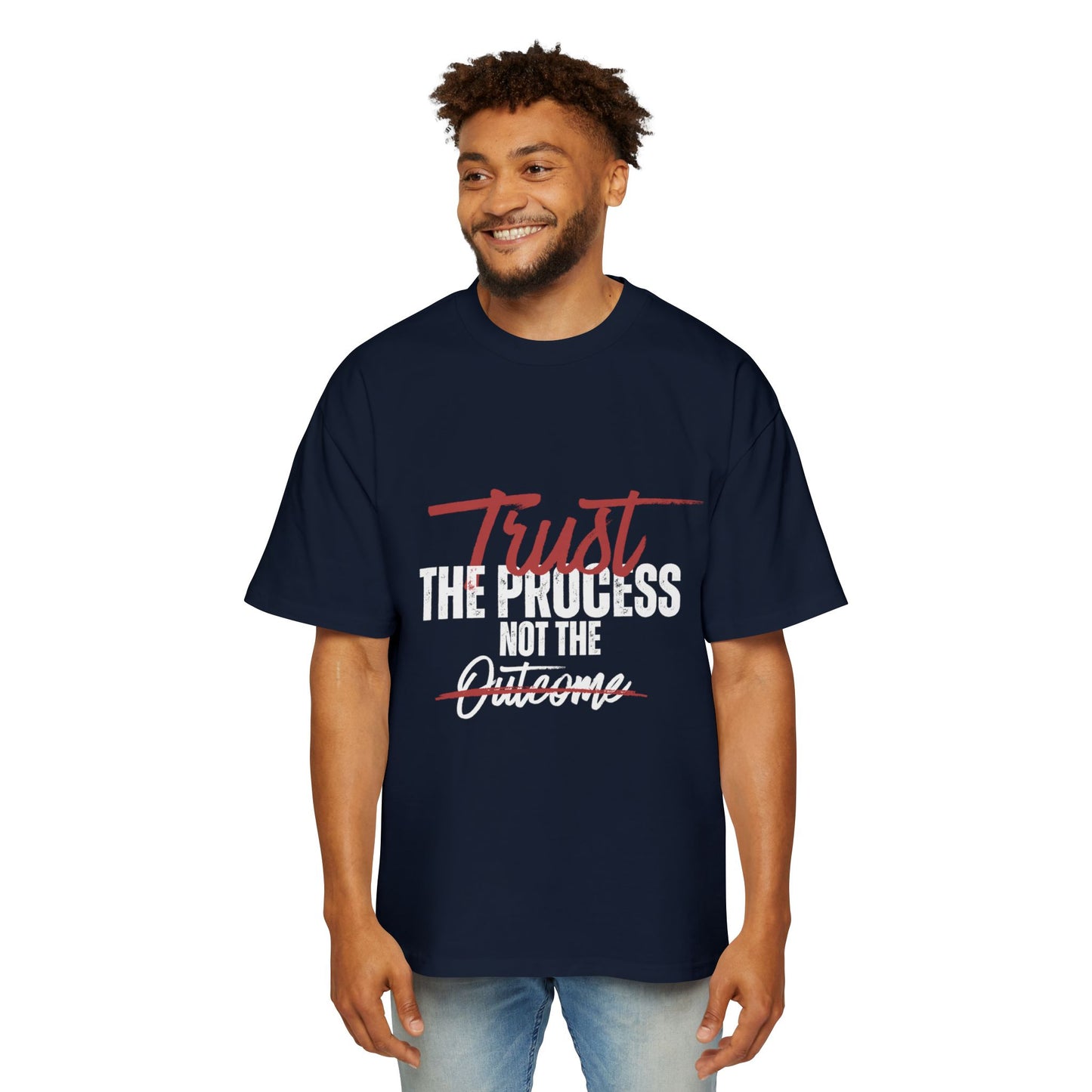 Men's Oversized Motivational Tee - Trust the Process, Casual Wear, Gift for Him, Fitness Apparel, Everyday Comfort