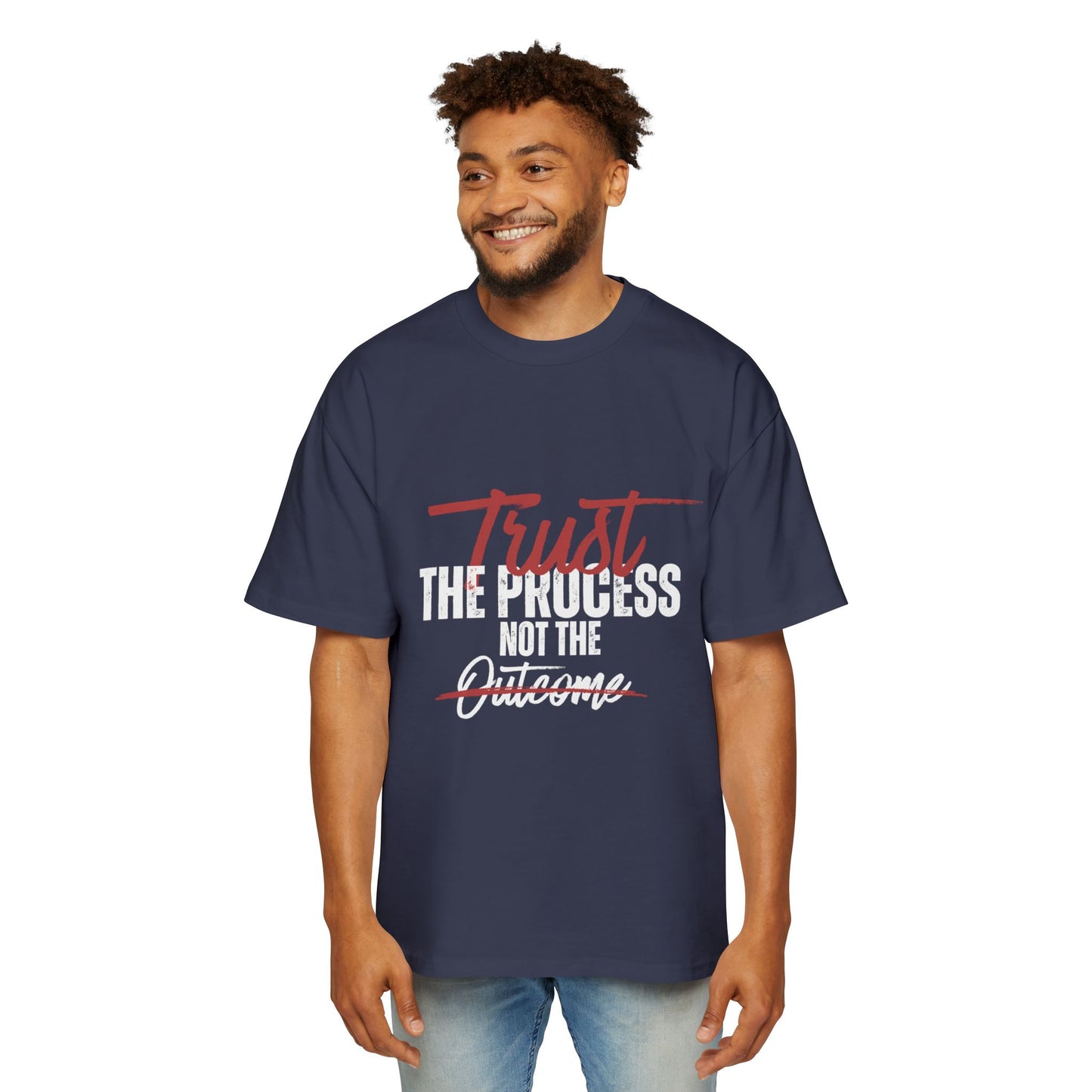 Men's Oversized Motivational Tee - Trust the Process, Casual Wear, Gift for Him, Fitness Apparel, Everyday Comfort