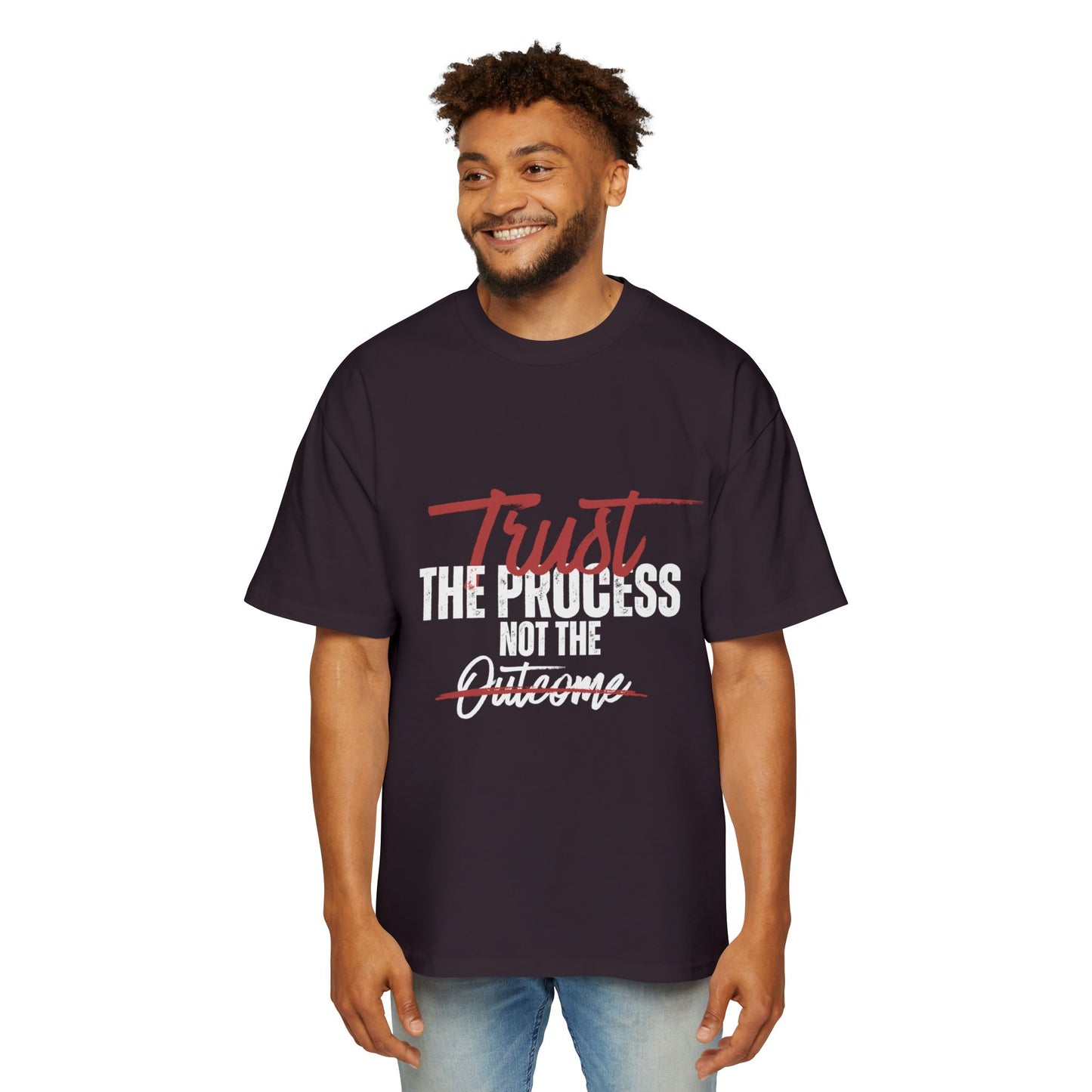 Men's Oversized Motivational Tee - Trust the Process, Casual Wear, Gift for Him, Fitness Apparel, Everyday Comfort