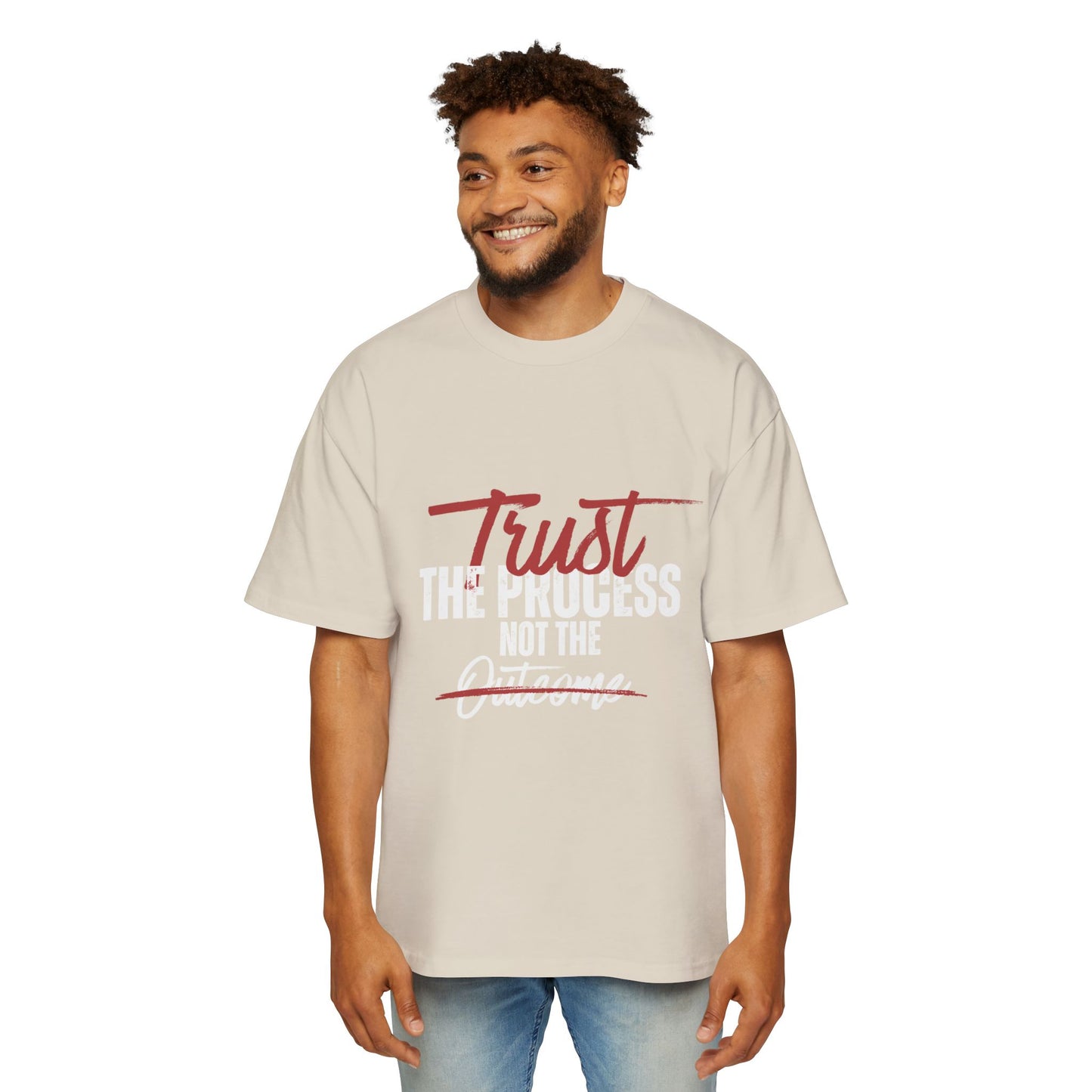Men's Oversized Motivational Tee - Trust the Process, Casual Wear, Gift for Him, Fitness Apparel, Everyday Comfort