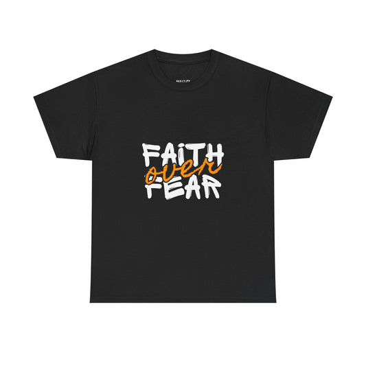 Faith Over Fear Unisex Heavy Cotton Tee, Inspirational T-Shirt, Motivational Gift, Positive Vibes Apparel, Casual Everyday Wear